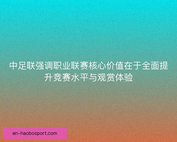 中足联强调职业联赛核心价值在于全面提升竞赛水平与观赏体验